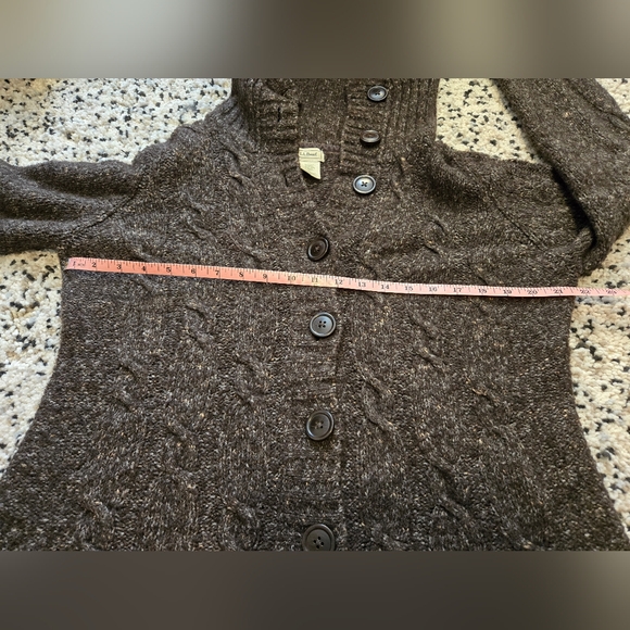 L.L.Bean Brown, Wool blend, Mock neck Cardigan. Size LG - Picture 7 of 12